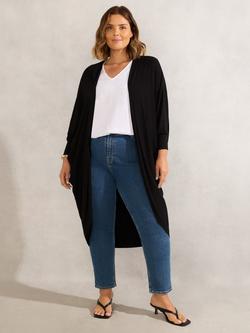 Live Unlimited Curve Longline Open Neck Cardigan, Black - view 2, Black