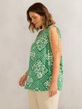 Live Unlimited Curve Bandana Print Drawstring Top, Green