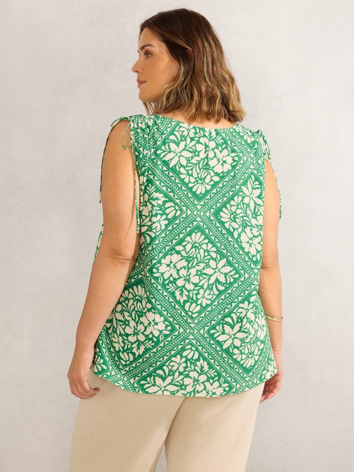 Product image 4 of 4, which shows Live Unlimited Curve Bandana Print Drawstring Top, Green, 14