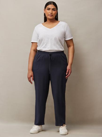 Live Unlimited Curve Drawstring Waist Tapered Trousers, Blue, Blue