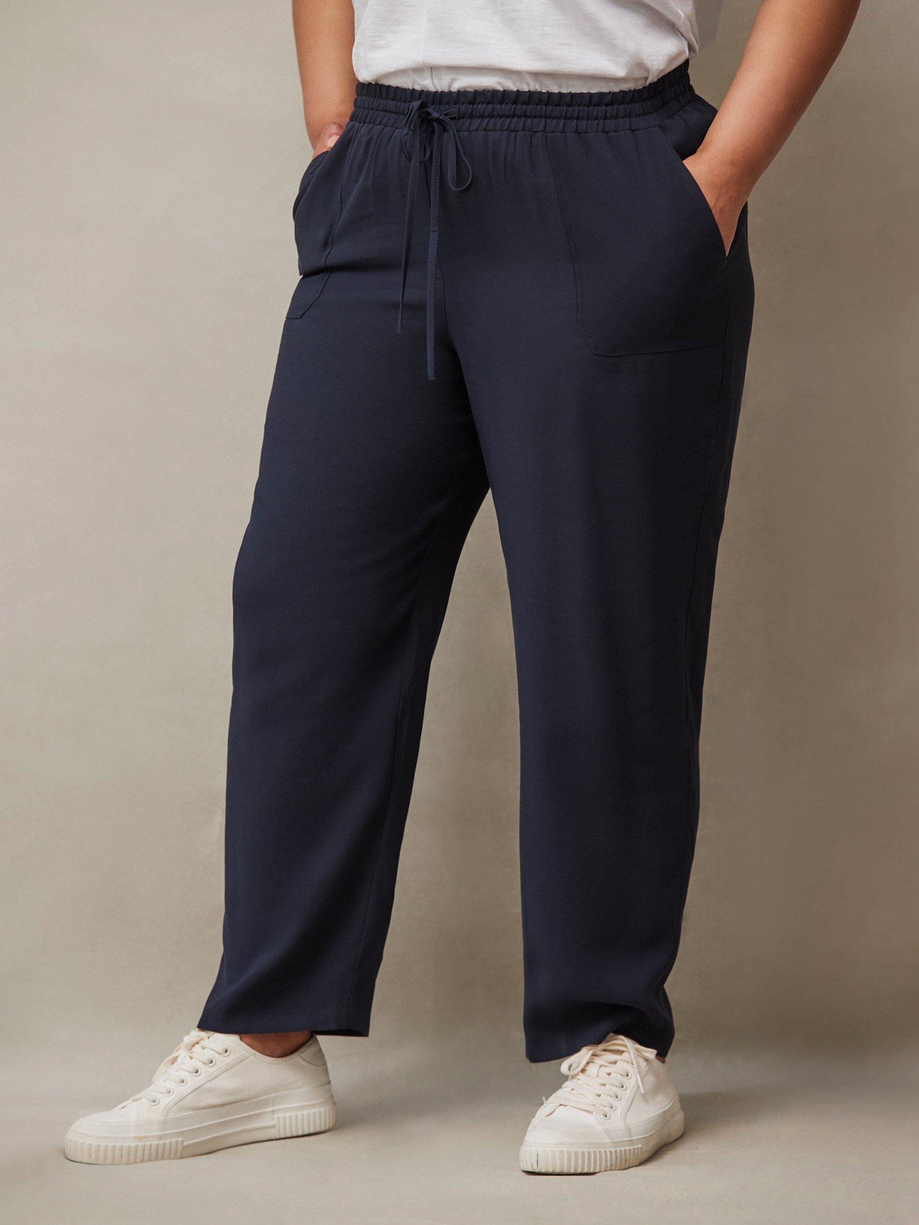 Product image 2 of 4, which shows Live Unlimited Curve Drawstring Waist Tapered Trousers, Blue, 12R