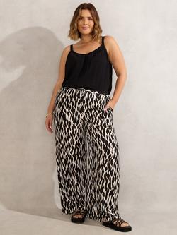 Live Unlimited Mono Print Wide Leg Trousers, Black/Multi