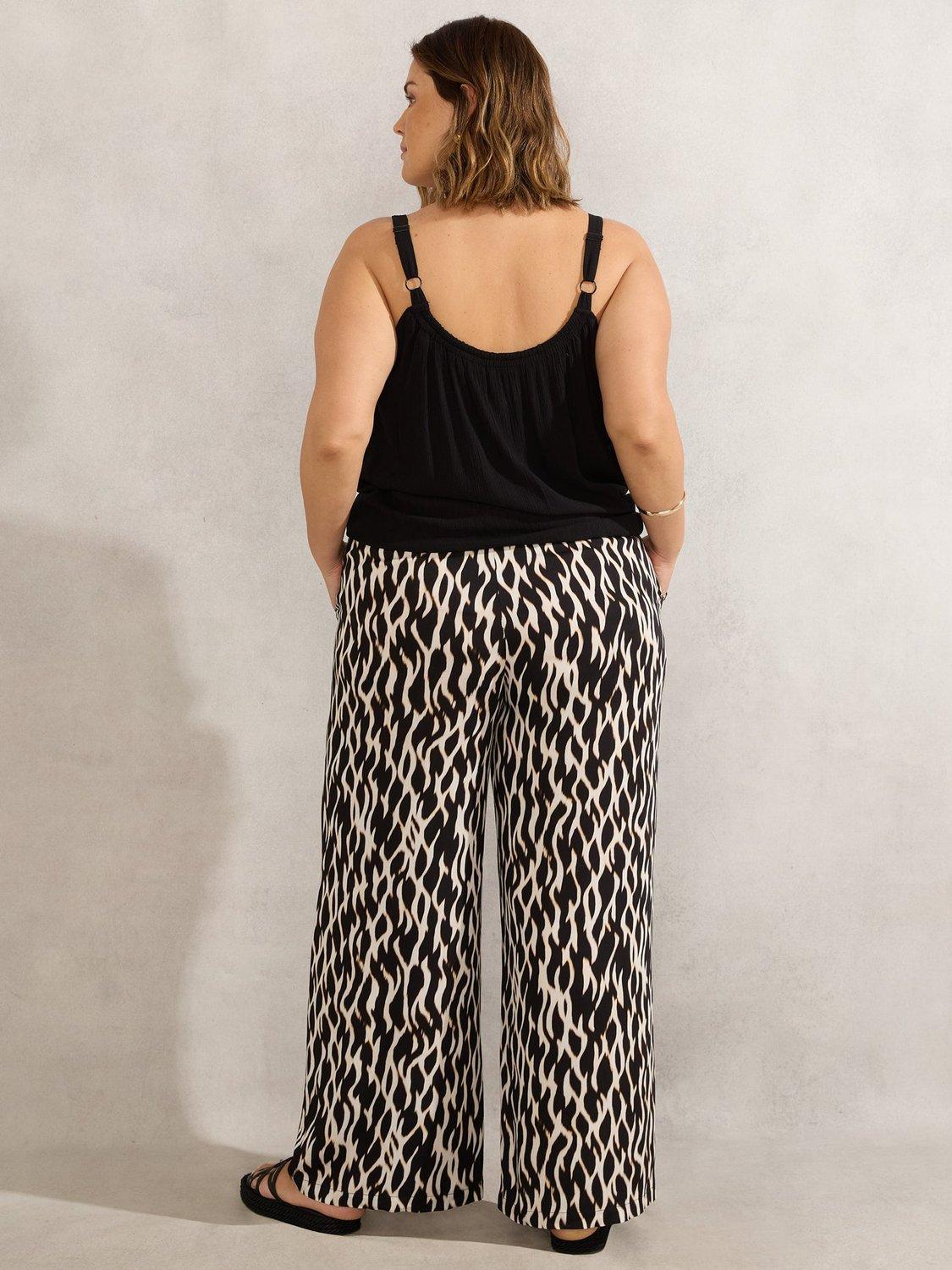 Product image 3 of 3, which shows Live Unlimited Mono Print Wide Leg Trousers, Black/Multi, 12