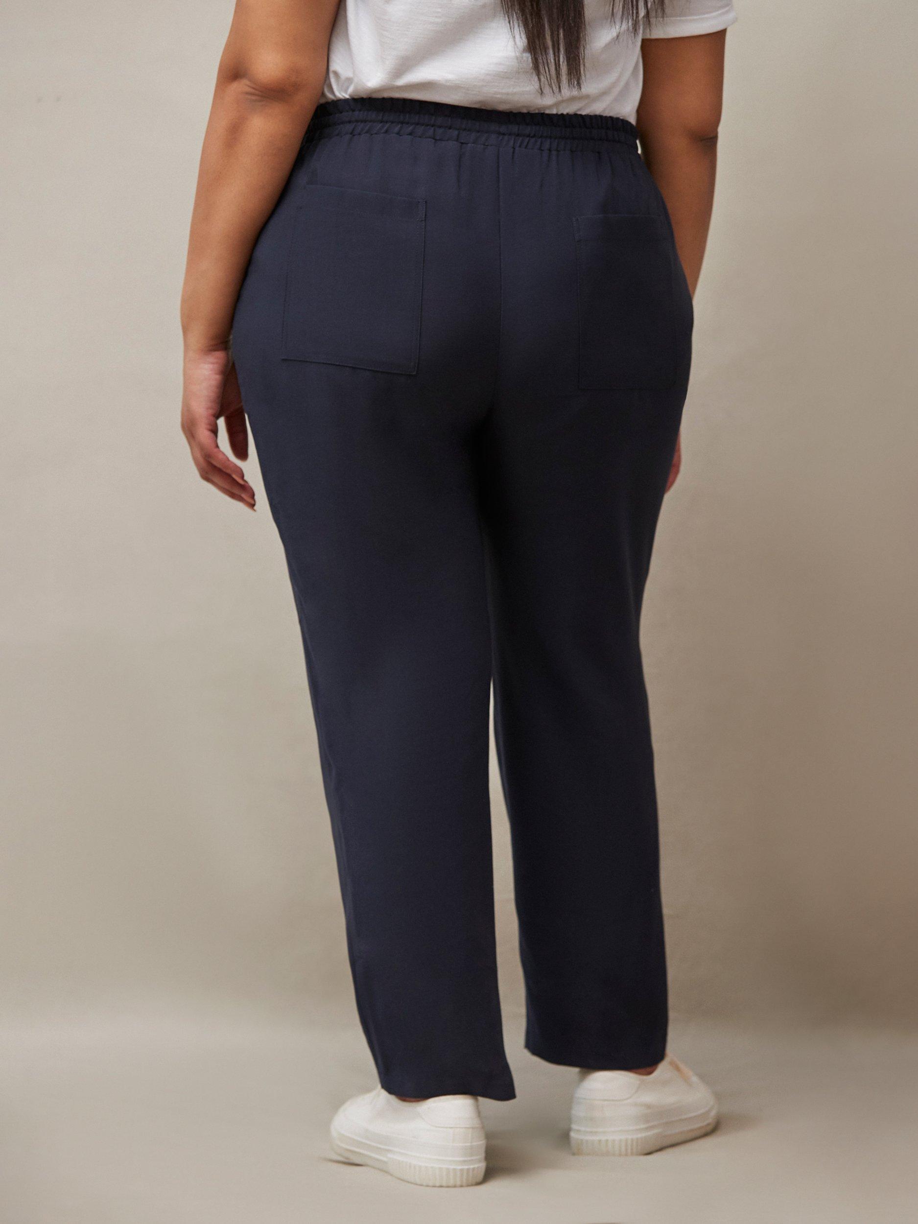 Product image 4 of 4, which shows Live Unlimited Curve Petite Drawstring Waist Tapered Trousers, Blue, 12Pt