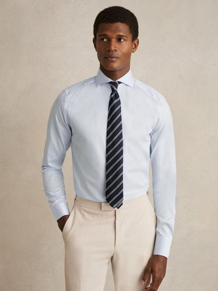 Reiss Storm Soft Cotton Regular Fit Shirt, Soft Blue - view 2, Soft Blue