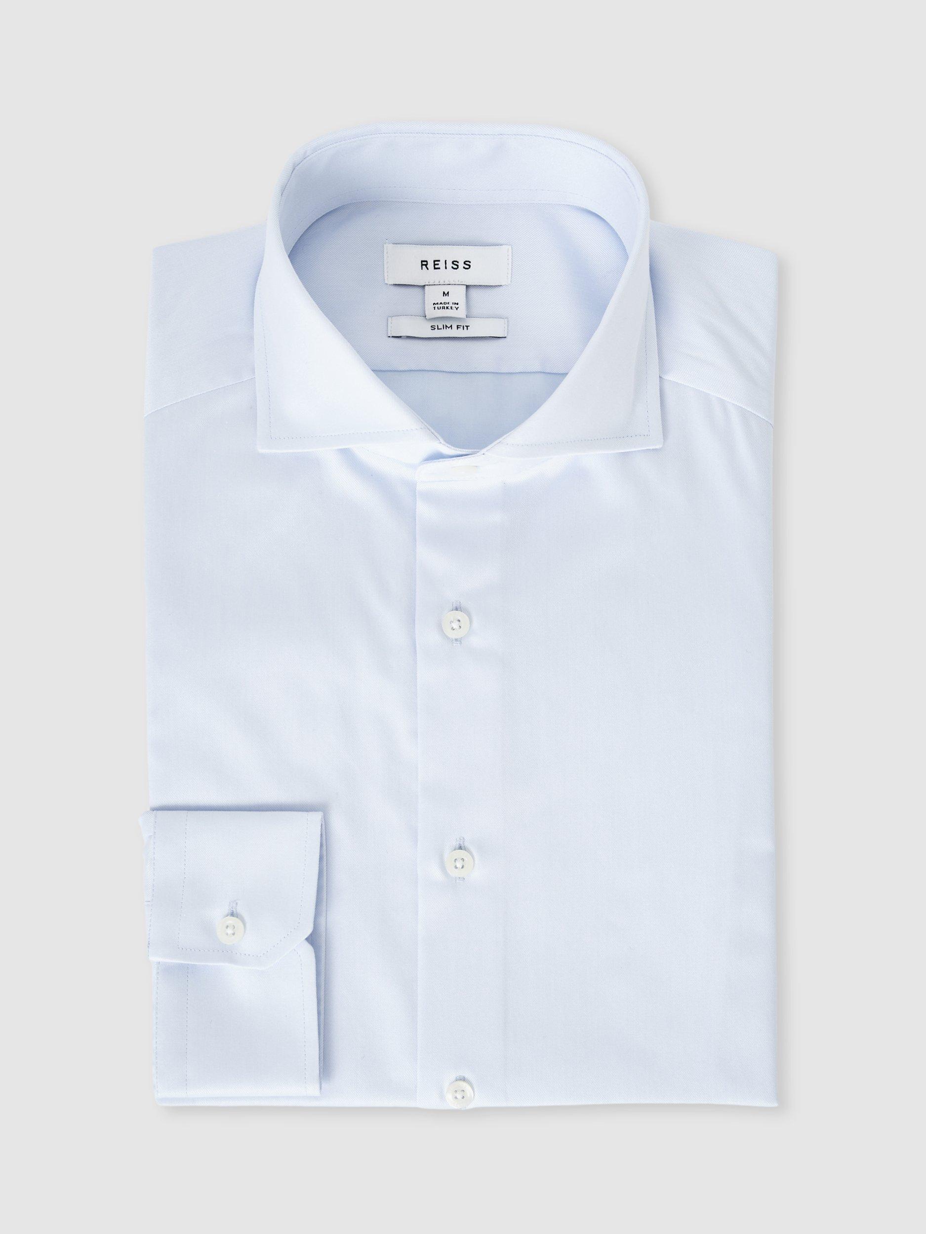 Product image 3 of 5, which shows Reiss Storm Soft Cotton Regular Fit Shirt, Soft Blue, XS