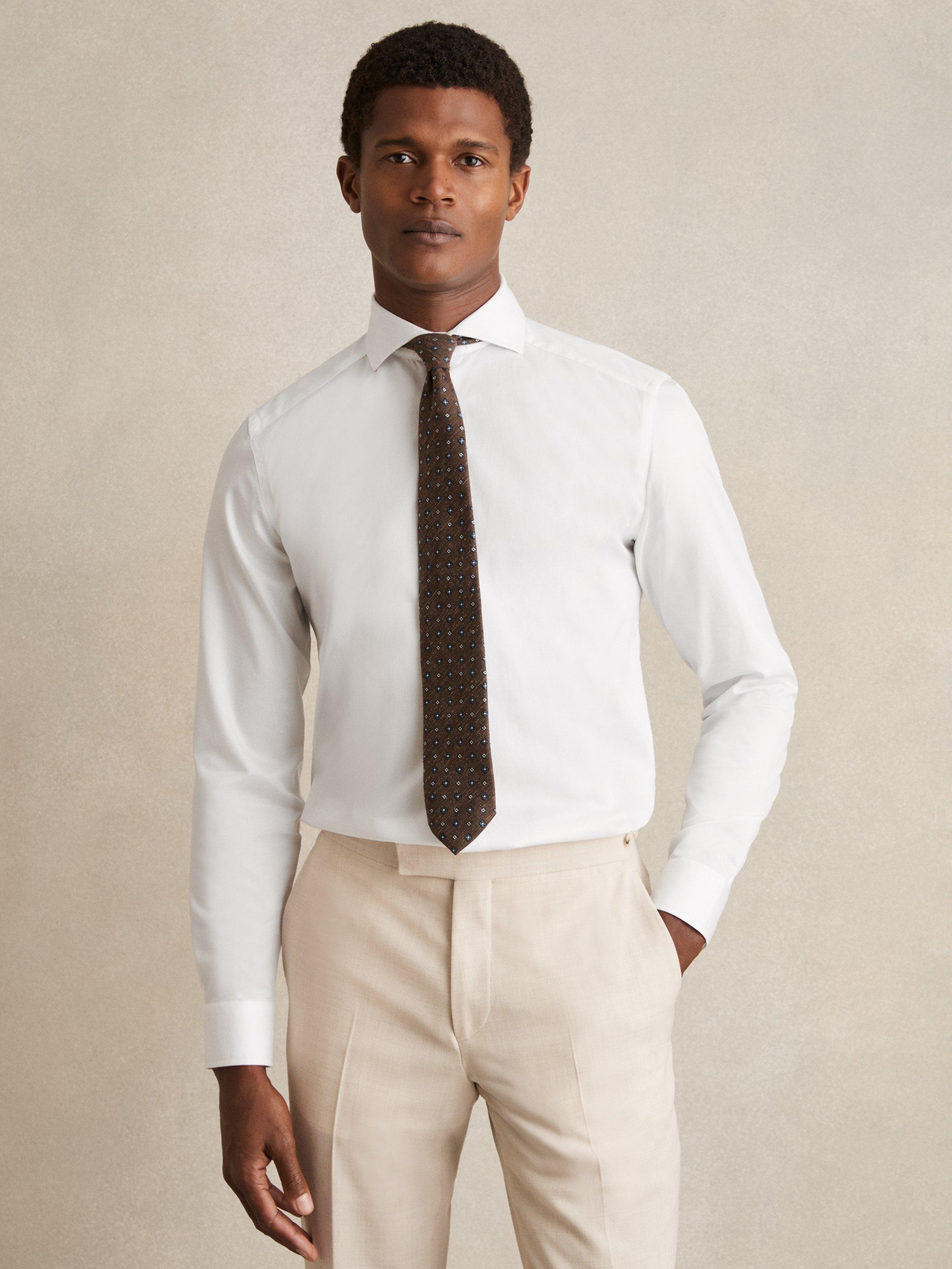 Product image 1 of 5, which shows Reiss Storm Cotton Slim Fit Shirt, White, XS