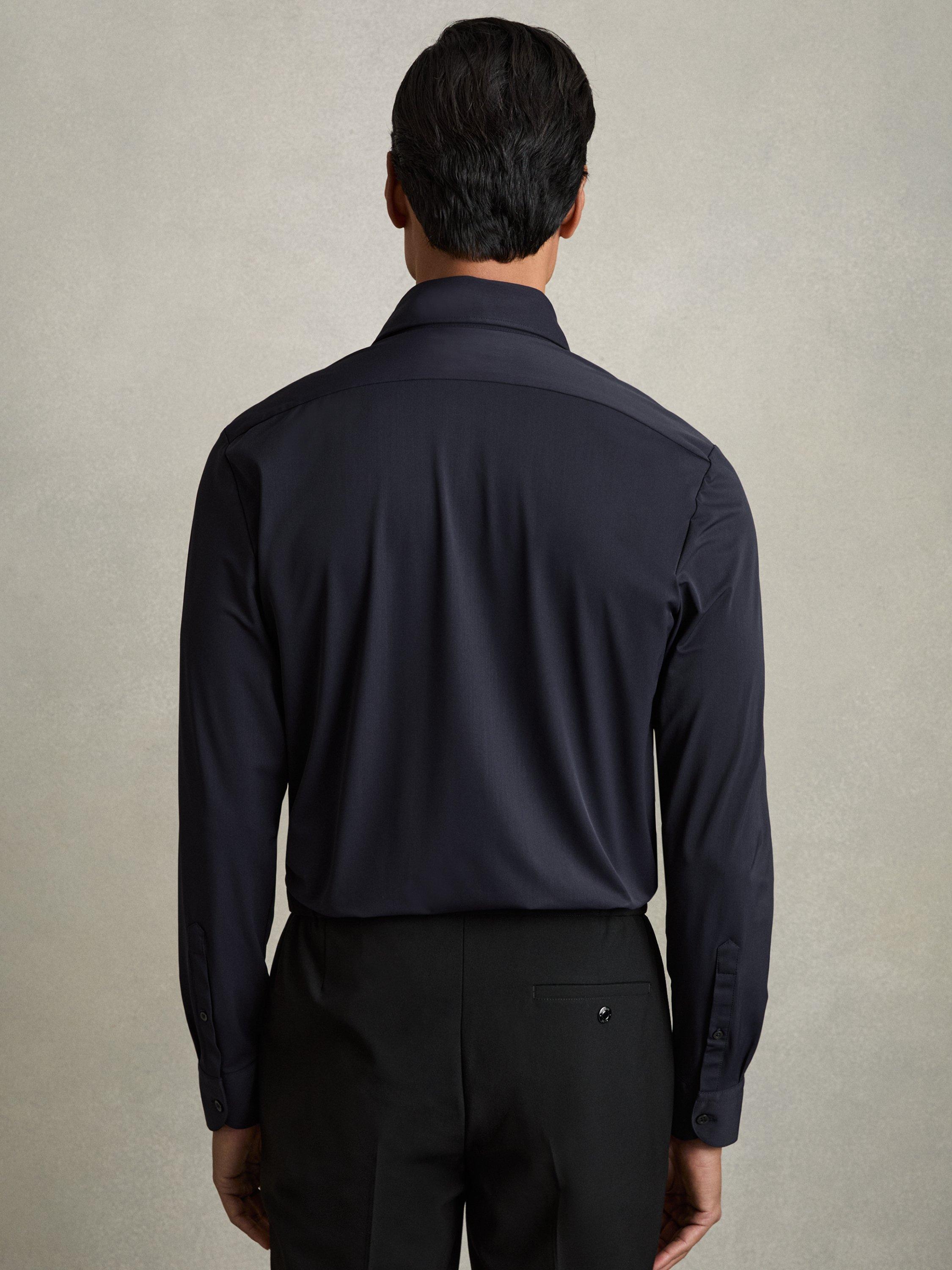 Product image 2 of 5, which shows Reiss Voyager Long Sleeved Tailored Shirt, Navy, XS