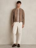 Reiss Brick Suede Bomber Jacket, Mink