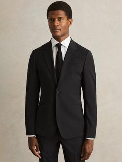 Reiss Promise Tailored Fit Wool Blend Suit Jacket, Black, Black