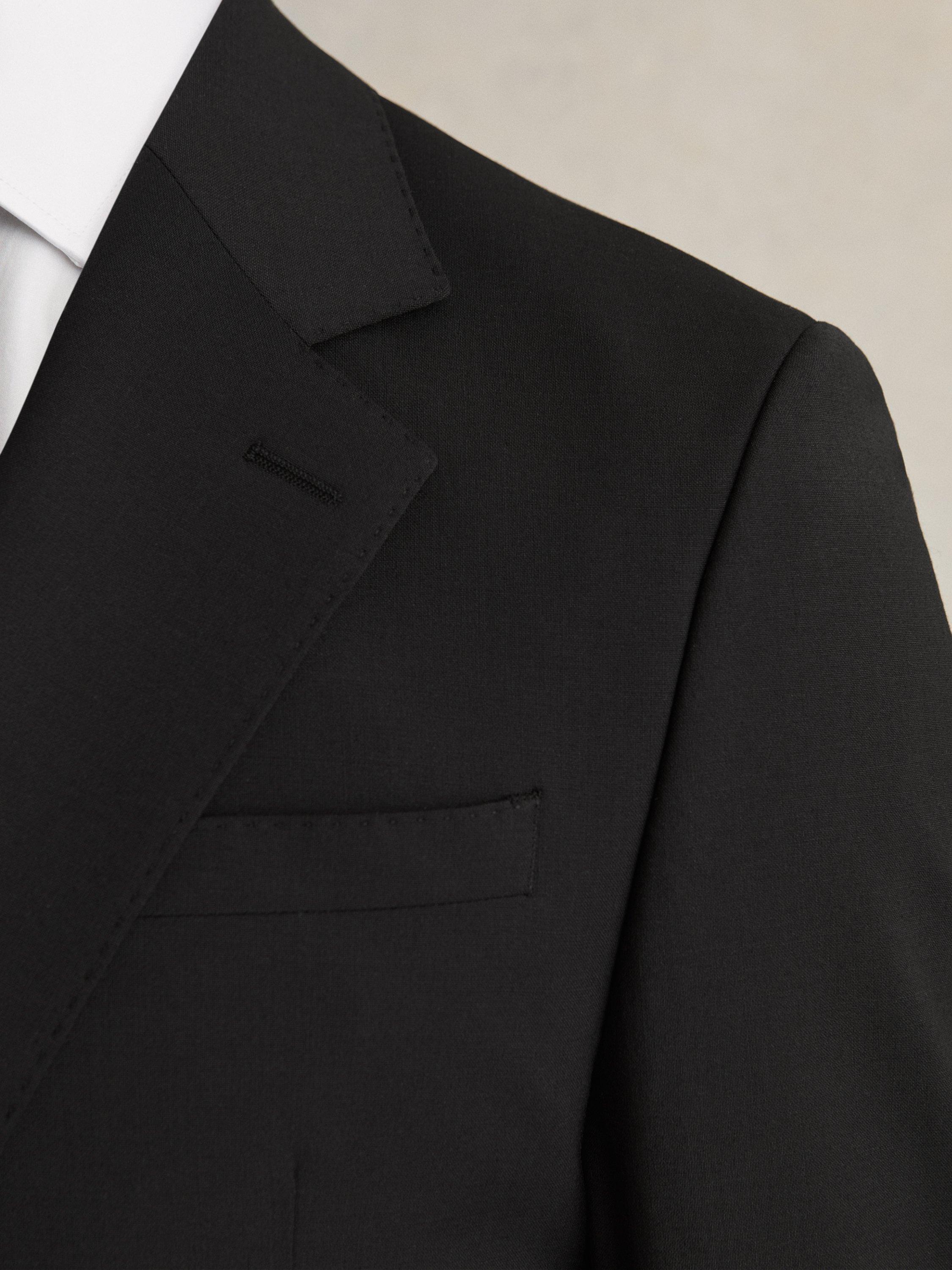 Product image 2 of 5, which shows Reiss Promise Tailored Fit Wool Blend Suit Jacket, Black, 34R
