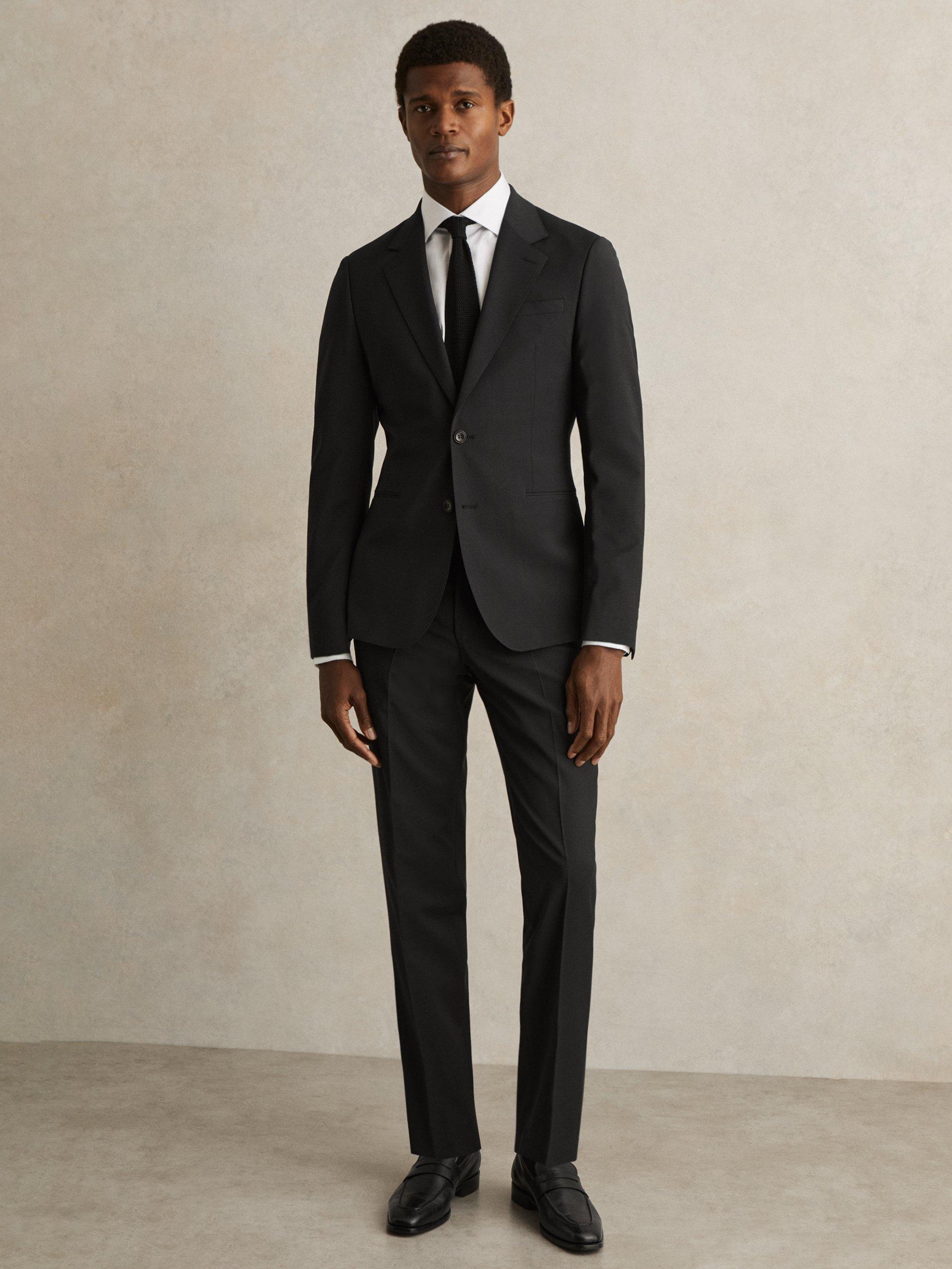 Product image 4 of 5, which shows Reiss Promise Tailored Fit Wool Blend Suit Jacket, Black, 34R