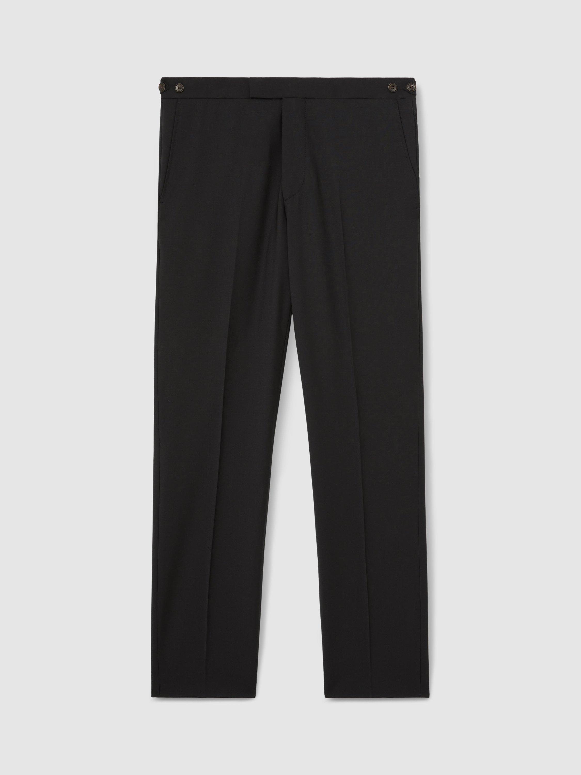 Product image 3 of 5, which shows Reiss Promise Straight Fit Wool Blend Trousers, Black, 28R