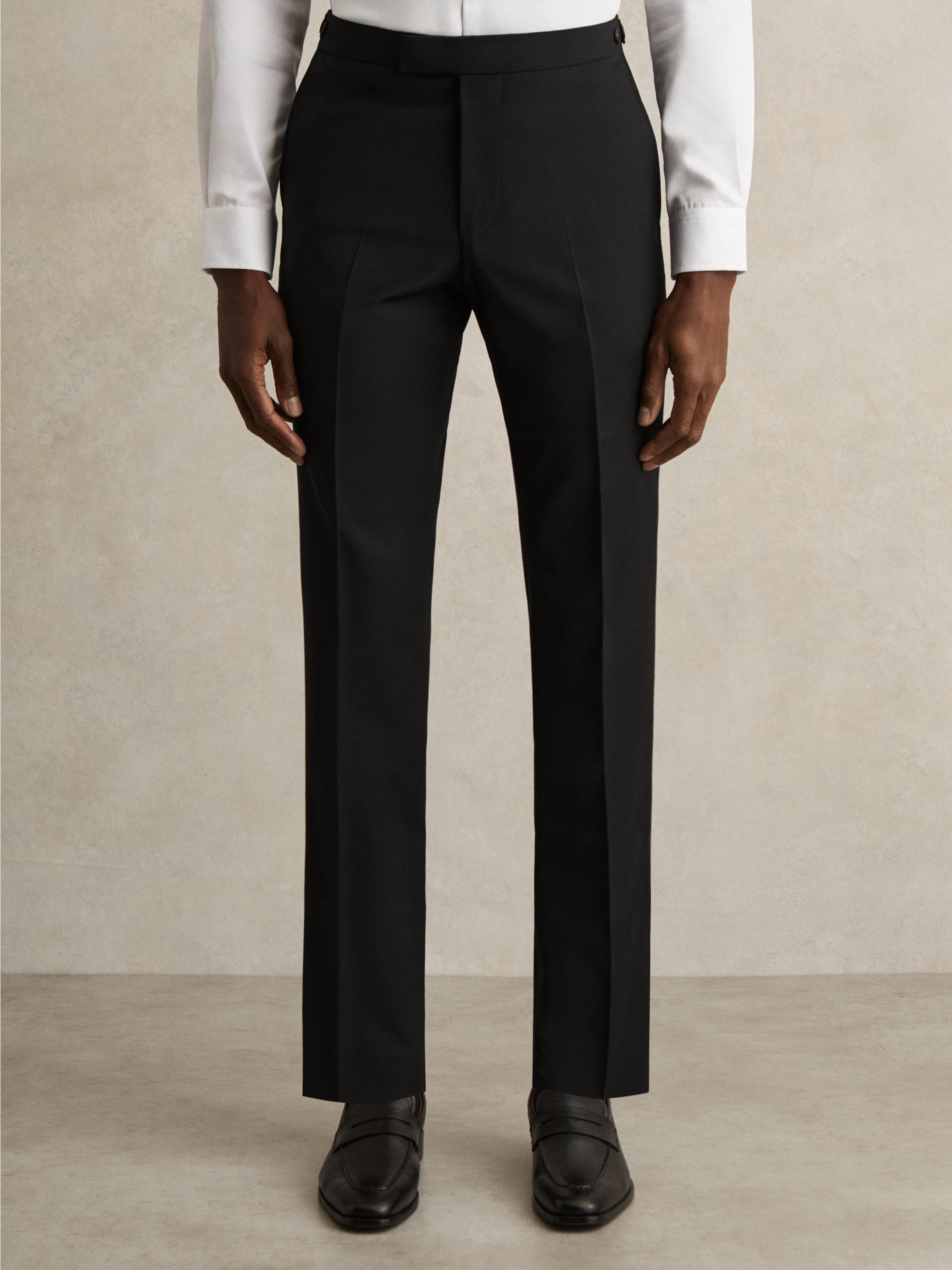 Product image 4 of 5, which shows Reiss Promise Straight Fit Wool Blend Trousers, Black, 28R