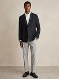 Reiss Sail Cotton Seersucker Slim Fit Striped Trousers, Navy/Multi
