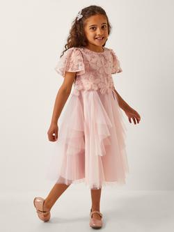 Monsoon Kids' Arabella Floral Ruffle Dress, Pink, Pink
