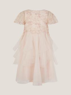 Monsoon Kids' Arabella Floral Ruffle Dress, Pink - view 2, Pink
