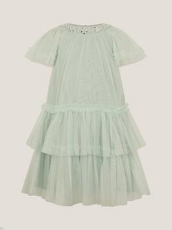 Monsoon Kids' Anastasia Embellished Tulle Party Dress, Blue, Blue