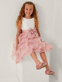 Monsoon Kids' Sleeveless Cancan Bow Midi Dress, Pink