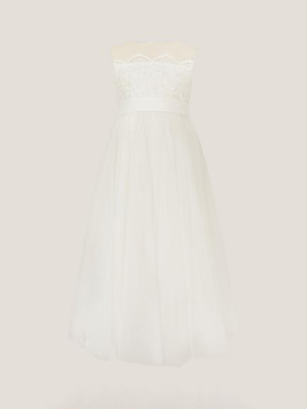 Monsoon Kids' Cynthia Lace Sleeveless Midi Dress - view 2, Ivory