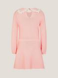 Monsoon Kids' Long Sleeved Knitted Pearl Dress, Pink