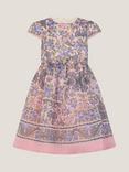 Monsoon Kids' Poppie Short Sleeved Paisley Dress, Pink
