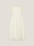 Monsoon Kids' Starla Short Sleeved Crochet Lace Dress, Ivory