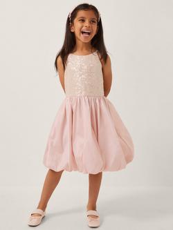 Monsoon Kids' Sleeveless Taffeta Sequin Dress, Pale Pink, Pale Pink