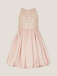 Monsoon Kids' Sleeveless Taffeta Sequin Dress, Pale Pink