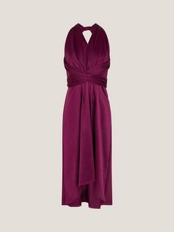 Monsoon Kids' Tia Halter Maxi Twist Prom Dress, Berry