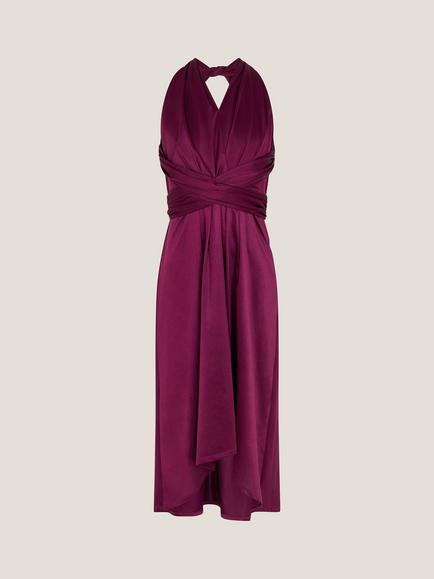 Monsoon Kids' Tia Halter Maxi Twist Prom Dress, Berry