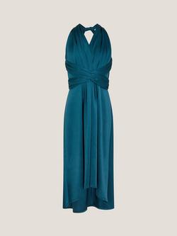 Monsoon Kids' Tia Halter Maxi Twist Prom Dress, Teal