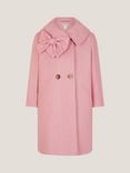 Monsoon Kids' Asymmetric Bow Collar Coat, Pink