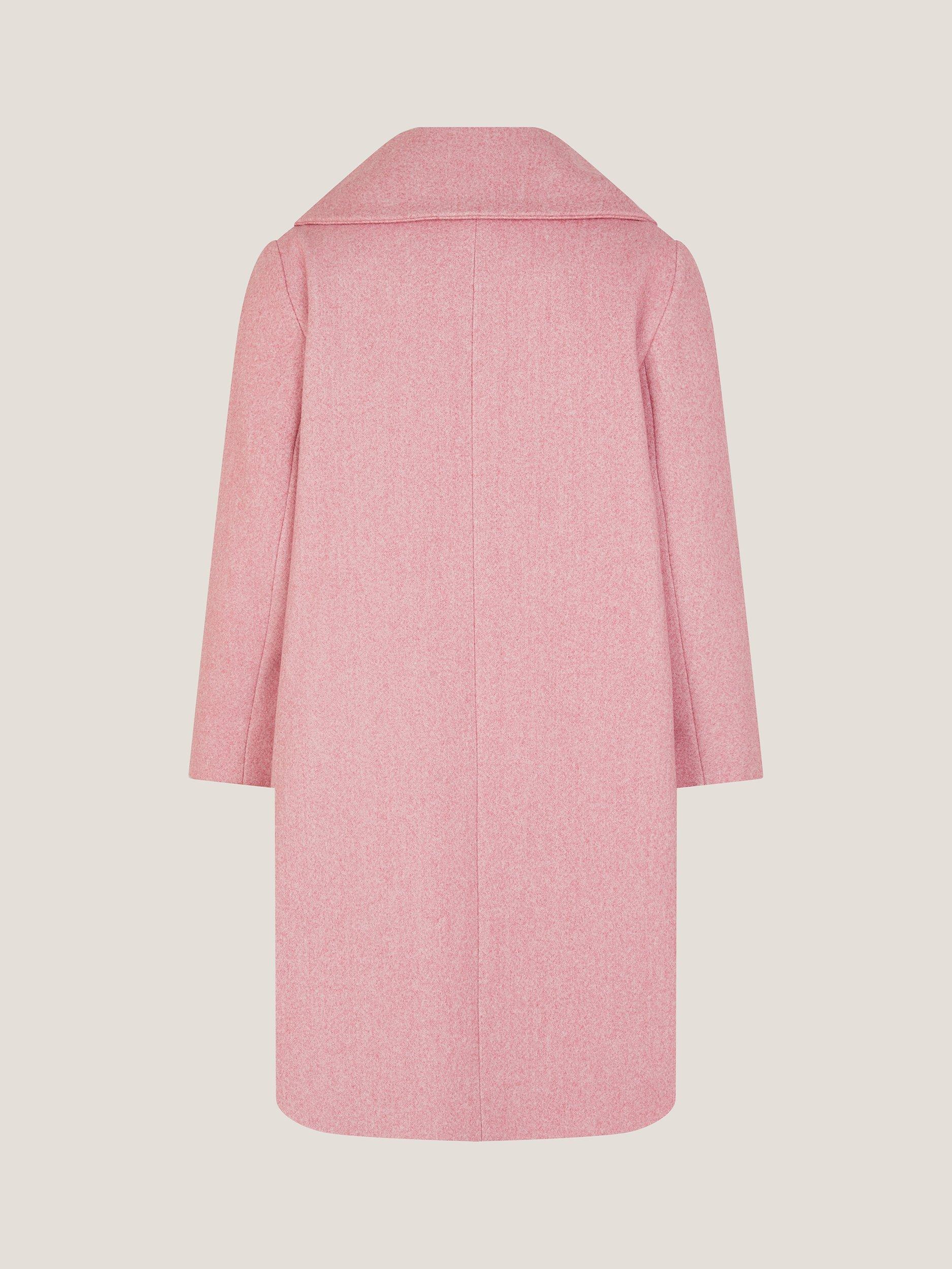 Product image 2 of 4, which shows Monsoon Kids' Asymmetric Bow Collar Coat, Pink, 3-4 years