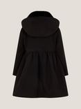 Monsoon Kids' Faux Fur Collar Coat, Black