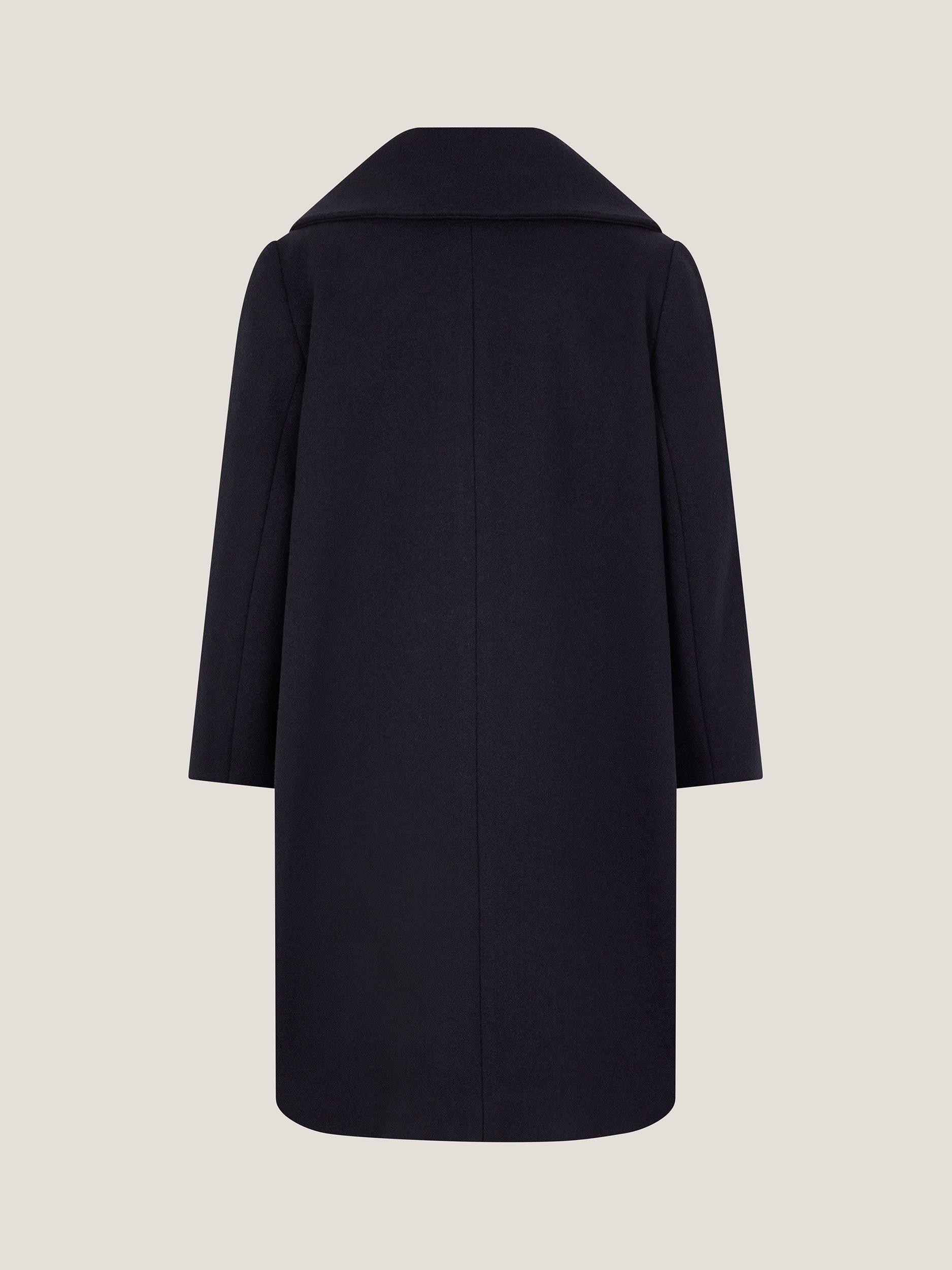 Product image 2 of 3, which shows Monsoon Kids' Bow Collared Coat, Navy, 3-4 years