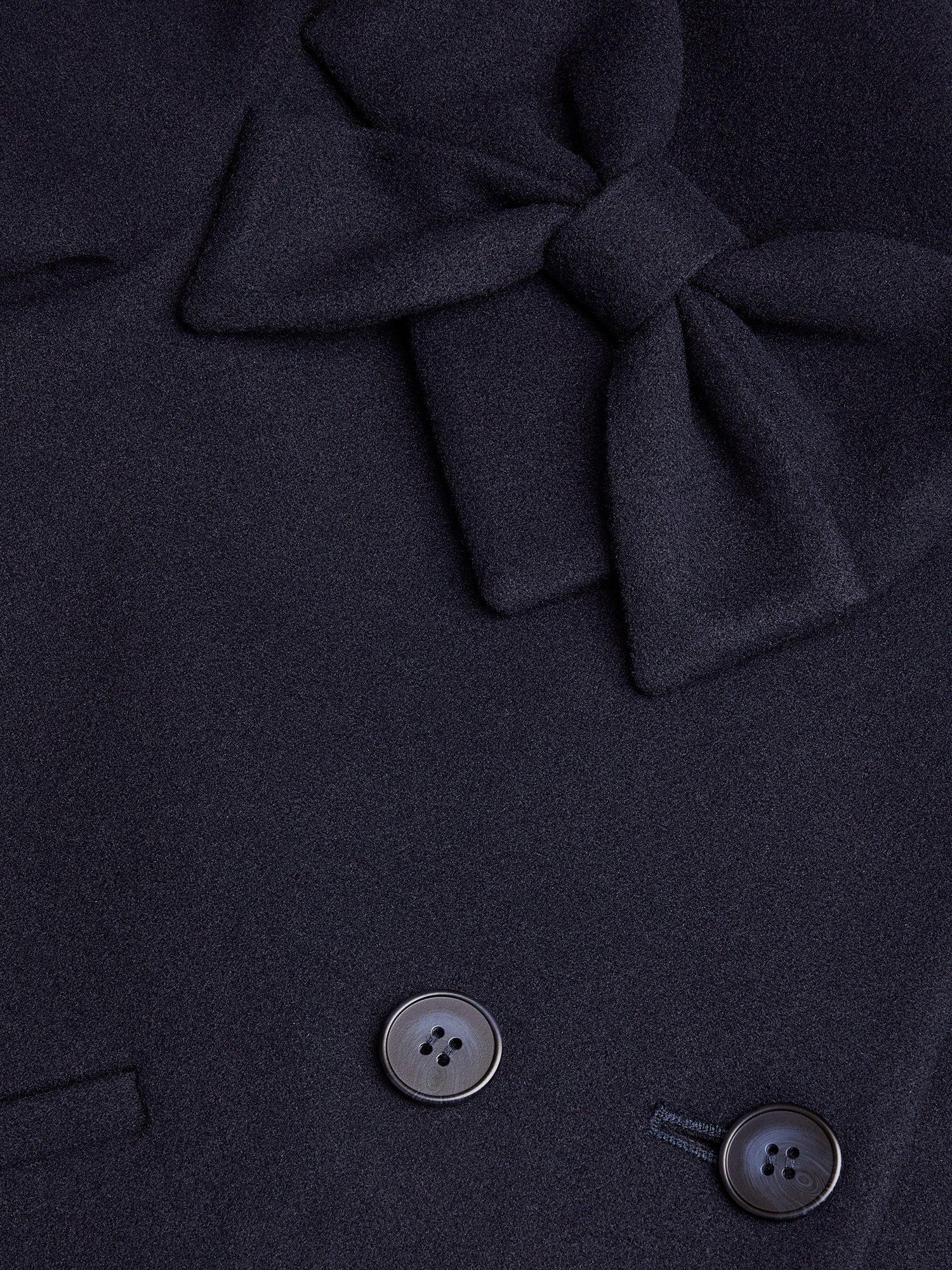Product image 3 of 3, which shows Monsoon Kids' Bow Collared Coat, Navy, 3-4 years