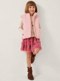 Monsoon Kids' Reversible Floral Quilted Gilet, Pink, Pink
