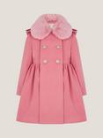 Monsoon Kids' Natalia Double Breasted Coat, Pink