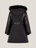 Monsoon Kids' Matte and Shine Hooded Coat, Black