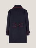 Monsoon Kids' Contrast Piped Bow Coat, Navy