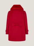 Monsoon Kids' Bow Faux Fur Collar Swing Coat, Red