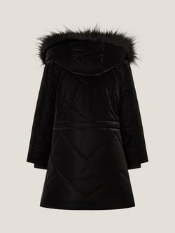 Monsoon Kids' Faux Fur Hood Coat - view 2, Black