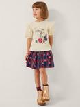 Monsoon Kids' Cotton Check Floral Skirt
