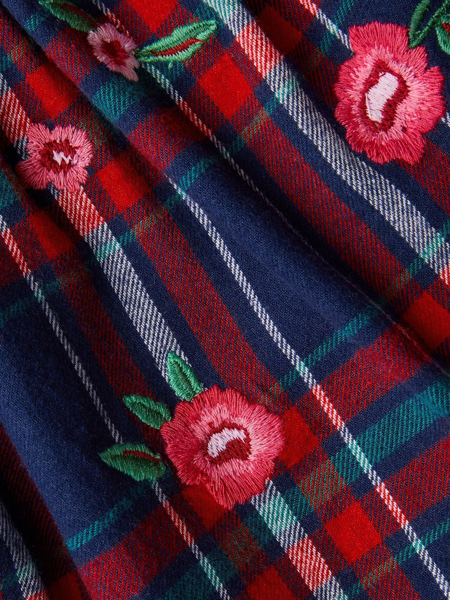 Product image 4 of 4, which shows Monsoon Kids' Cotton Check Floral Skirt, Red, 3-4 years