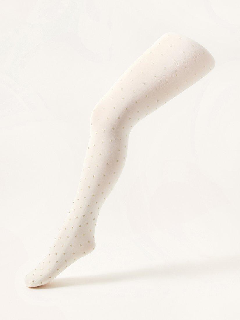 Product image 1 of 3, which shows Monsoon Kids' Glitter Spot Tights, Gold, 3-4 years