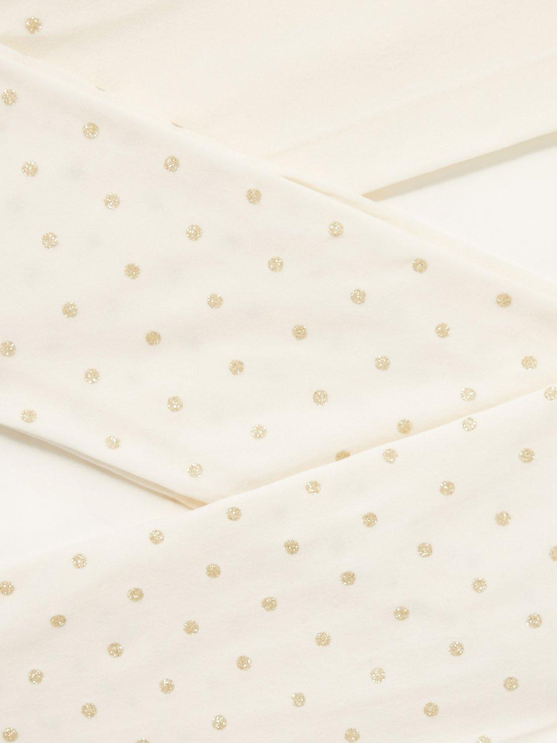 Product image 3 of 3, which shows Monsoon Kids' Glitter Spot Tights, Gold, 3-4 years