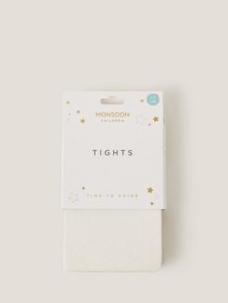 Monsoon Kids' Plush Diamond Tights, Ivory, Ivory