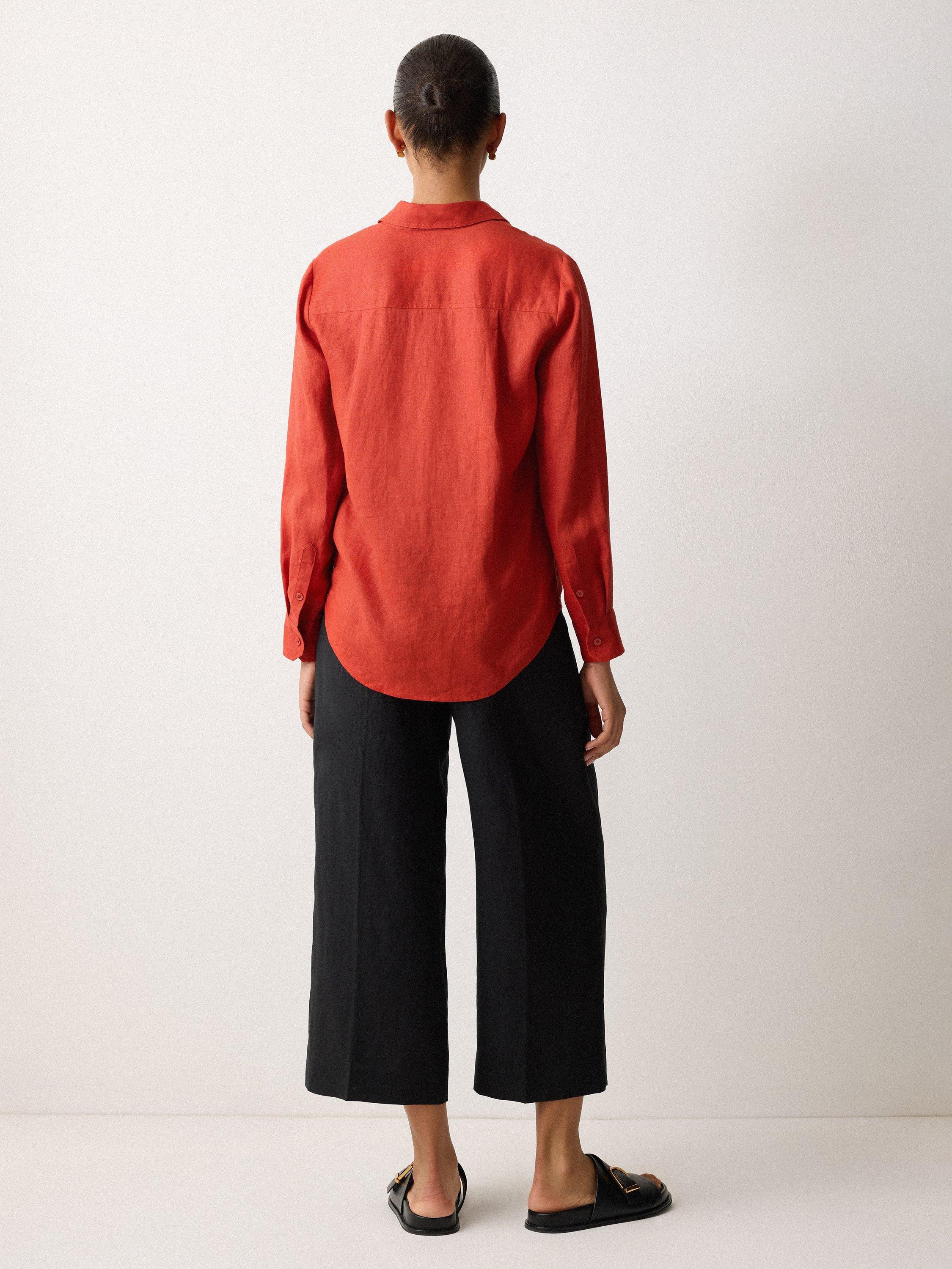 Product image 2 of 7, which shows Jigsaw Classic Pure Linen Shirt, Orange, 6