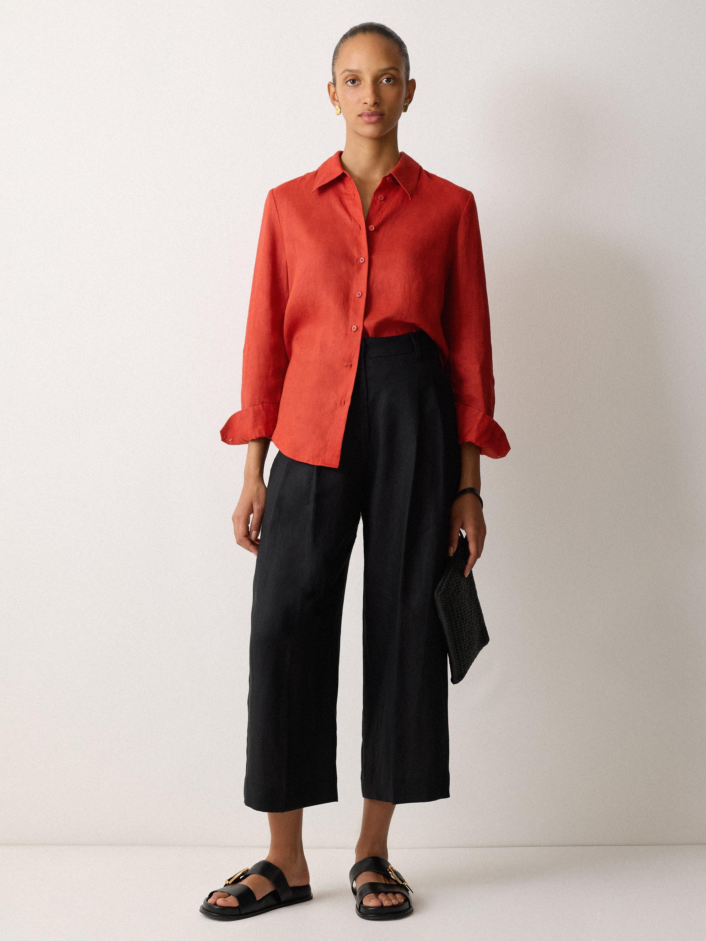 Product image 4 of 7, which shows Jigsaw Classic Pure Linen Shirt, Orange, 6